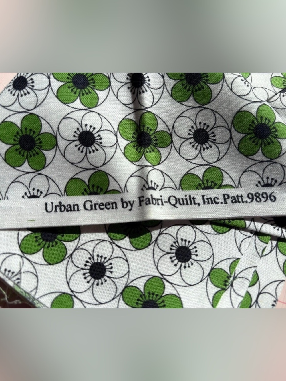 Fabri-Quilt Urban Green Pattern 9896 Floral Green & White Fabric - 2 FQ